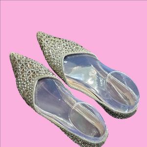 Sparkling Silver Studded Flats